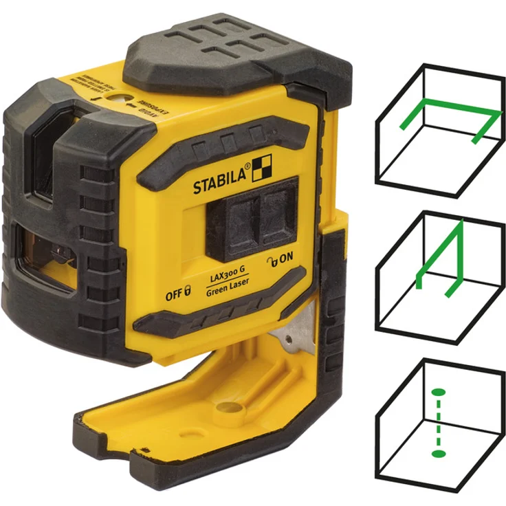 STABILA Kreuzlinienlaser LAX 300 G, 4-teiliges Set, selbstnivellierend, helle grüne Laser-Linien mit Lotpunkten, Reichweite bis 30 m, Schutzklasse IP 54, Zielplatte, Wandhalterung, Tasche – Bild 6