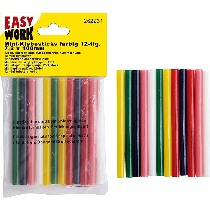 12 Heißklebesticks 7,2 x 100mm farbig bunt