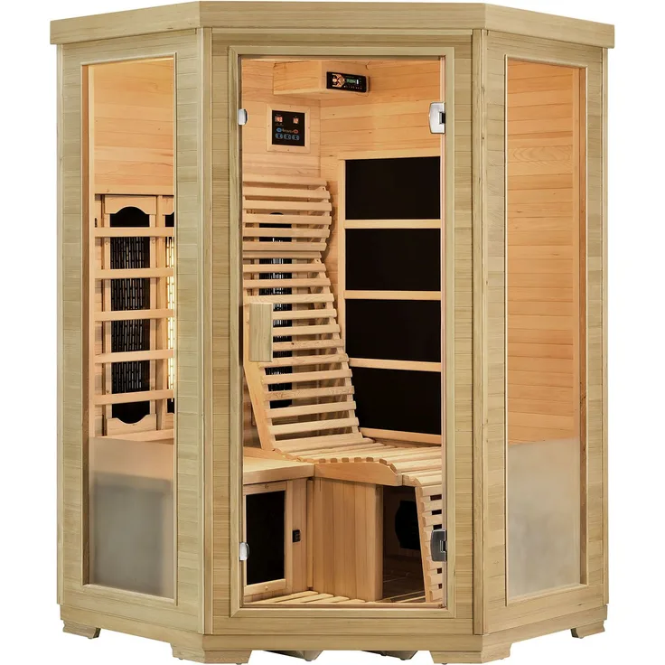 Artsauna - Infrarotkabine Aalborg – Triplex-Heizsystem Infrarotsauna - 2 Personen – LED-Farblicht, digitale Steuerung – Hemlock-Holz