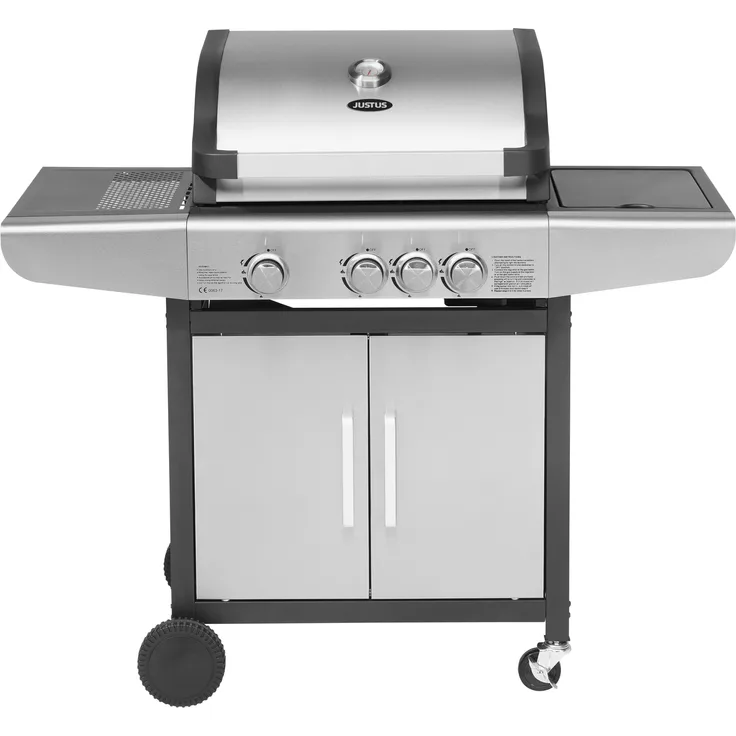 Justus 3 SU Ares Gasgrill, Edelstahl, mit Thermometer 3 Hauptbrenner mit Seitenbrenner