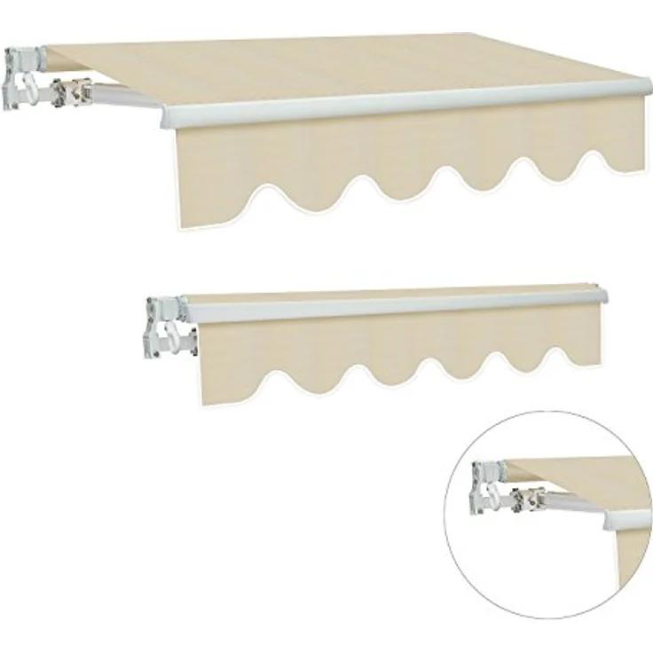 Markise Alu-Markise Aluminium-Gelenkarm-Markise 4,5x3m Sonnenschutz Balkon Beige - cremeweiß - Outsunny – Bild 3