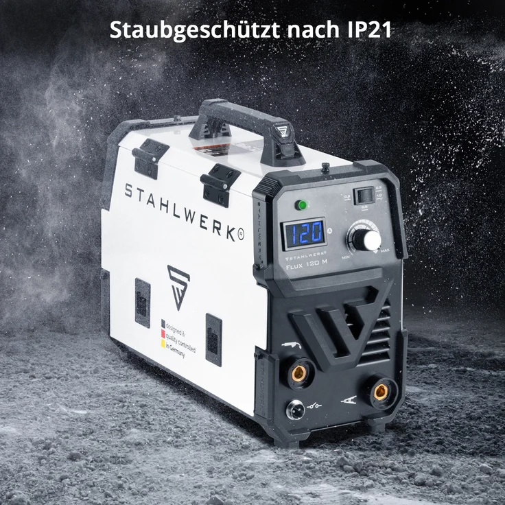 STAHLWERK FLUX 120 M Fülldraht Schweißgerät mit synergischem Drahtvorschub und echten 120 Ampere zum Schweißen ohne Schutzgas no Gas – Bild 3