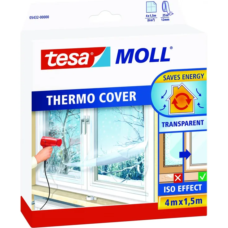 tesa Fensterfolie Thermo Cover 4 x 1,5 m, transparent