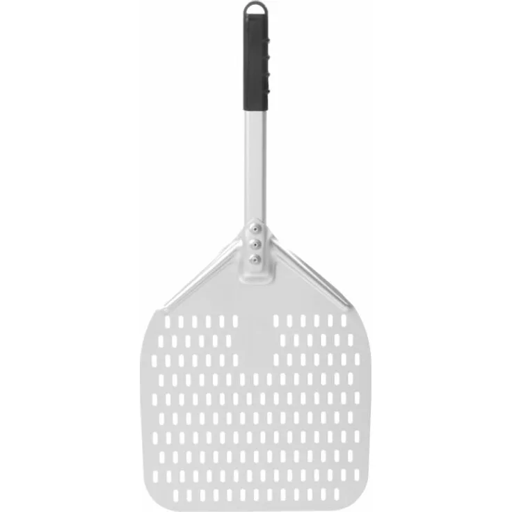 Hendi Pizzaschaufel eckig, gelocht, kurzer Griff, 305x660mm