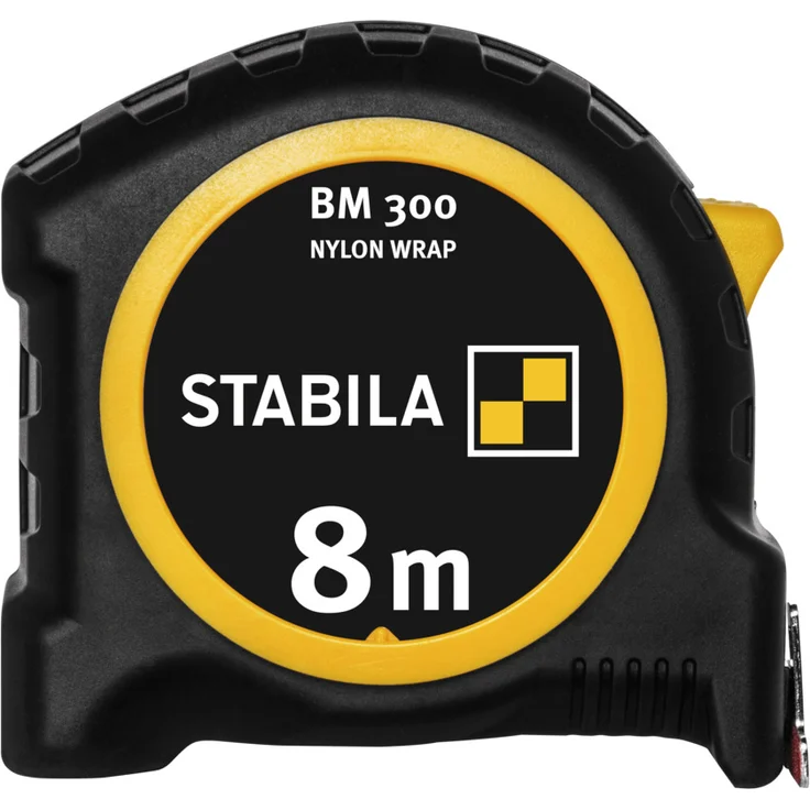 STABILA Taschenbandmaß BM 300, 5 m, Maßband mit doppelseitiger metrischer Skala, bruchsicheres PC/ABS-Gehäuse, SPIKES-Haken, Stahlband mit NYLON-WRAP-Ummantelung, Gürtel-Clip, MID-Genauigkeit – Bild 2
