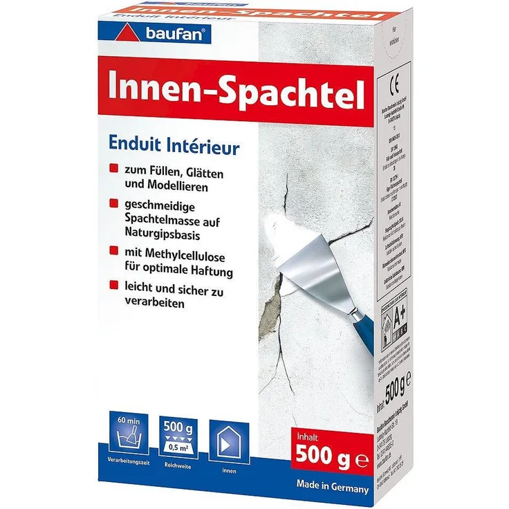 Baufan Innenspachtel Spachtelmasse Zum Füllen Glätten Modellieren Leicht Und Sicher Zu Verarbeiten 500G