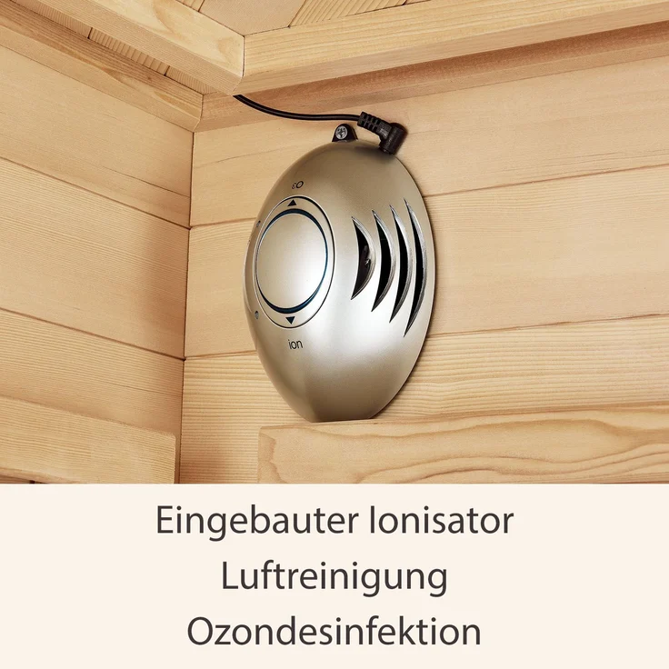 Artsauna Infrarotkabine Oslo – Vollspektrum Infrarotsauna für 2 Personen – LED-Farblicht, digitale Steuerung – 120 x 100 cm – Hemlock-Holz – Bild 7