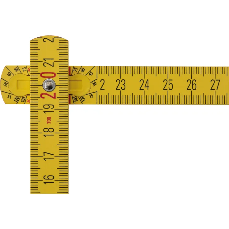 STABILA Zollstock Type 707, 2 m, gelb, metrische Skala, Winkelfunktion, Meterstab aus PEFC-zertifiziertem Holz, Polyamid-Gelenke