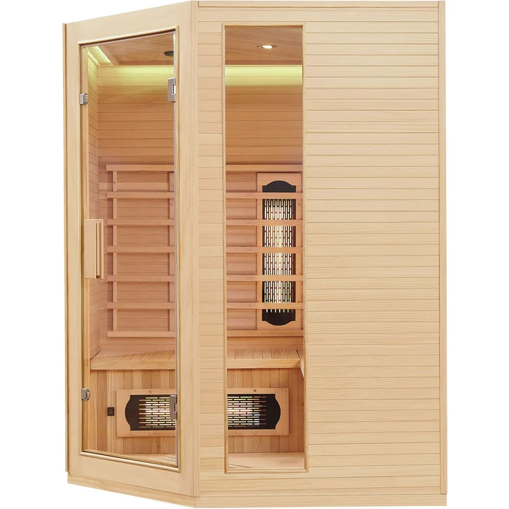 Artsauna Infrarotkabine Nyborg E150V – Vollspektrum Infrarotsauna - 4 Personen – LED-Farblicht, digitaler Steuerung – Hemlock-Holz, 150 x 150 x 190 cm – Bild 5