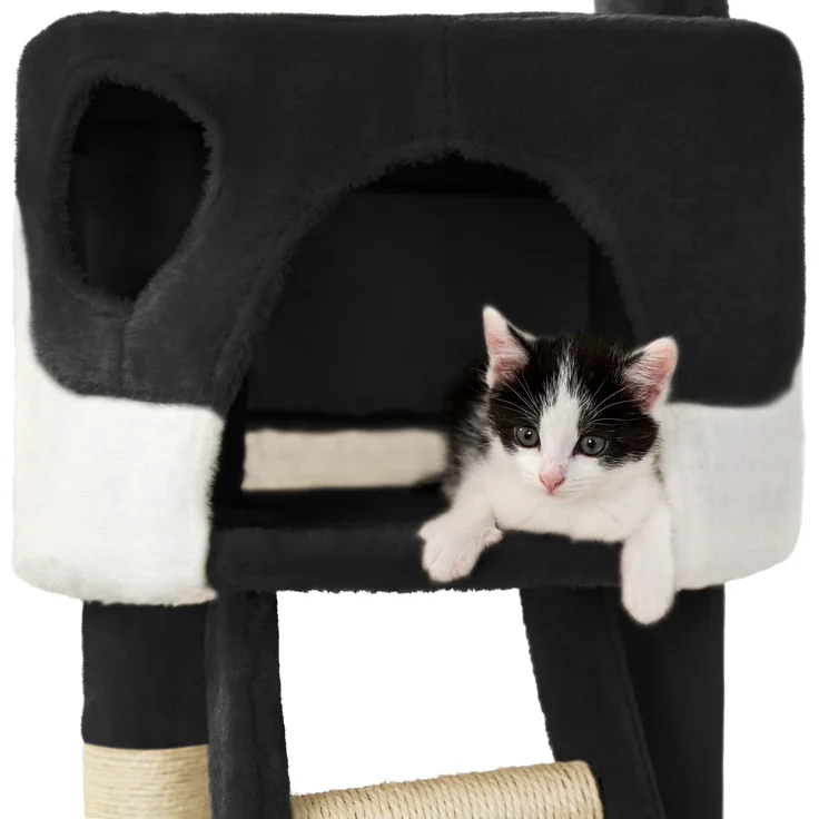 tectake Kratzbaum Hansi 260cm - schwarz/weiß – Bild 4