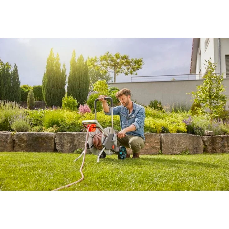 GARDENA Schlauchwagen CleverRoll M Easy Metall Set Schlauchwagen mit 60 m Kapazität, sehr standfest, stabile Schlauchführung, inklusive 25m (1/2'') Schlauch (18547-20) – Bild 9