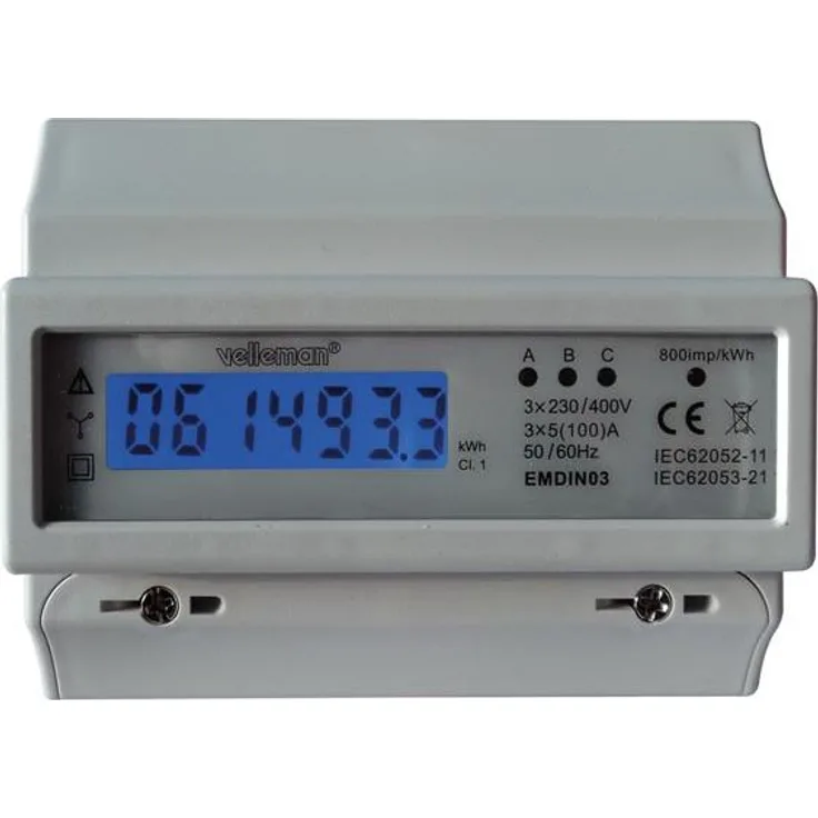 Panel meters & Multimeters DREIPHASIGES KWh-MESSGERÄT FÜR HUTSCHIENENMONTAGE - 7 MODULE - FÜR PROFESSIONELLE ANWENDUNG