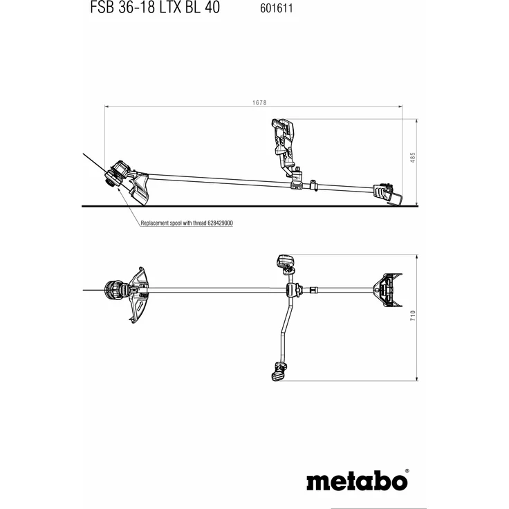 Metabo Akku Freischneider FSB 36-18 LTX BL 40 (2x 18 Volt, Li-Ion, Rasentrimmer mit Zweihandgriff, Schultergurt, Schnittkreis: 40cm, inkl. Doppelfadenspule & Dickichtmesser) ohne Akku und Ladegerät, im Karton – Bild 5