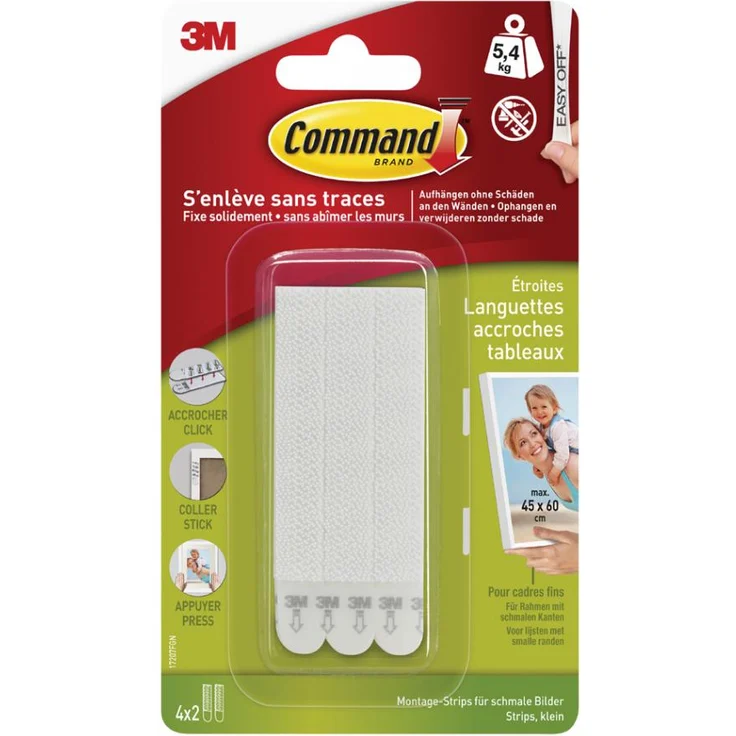 3M Command Bilder-Montage Strips Weiß Inhalt: 4 Paar-3 – Bild 1