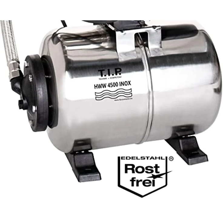 T.I.P. 31140 HWW 4500 INOX Hauswasserwerk Hauswasserpumpe 4.350 l/h Ansaughöhe 9 m Förderhöhe 50 m Förderdruck 5 bar 24 l Druckkessel – Bild 3
