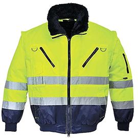 PORTWEST Warnschutz Jacke 3-in-1 Pilotjacke Ärmel u Futter gelb-marine