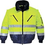 PORTWEST Warnschutz Jacke 3-in-1 Pilotjacke Ärmel u Futter gelb-marine
