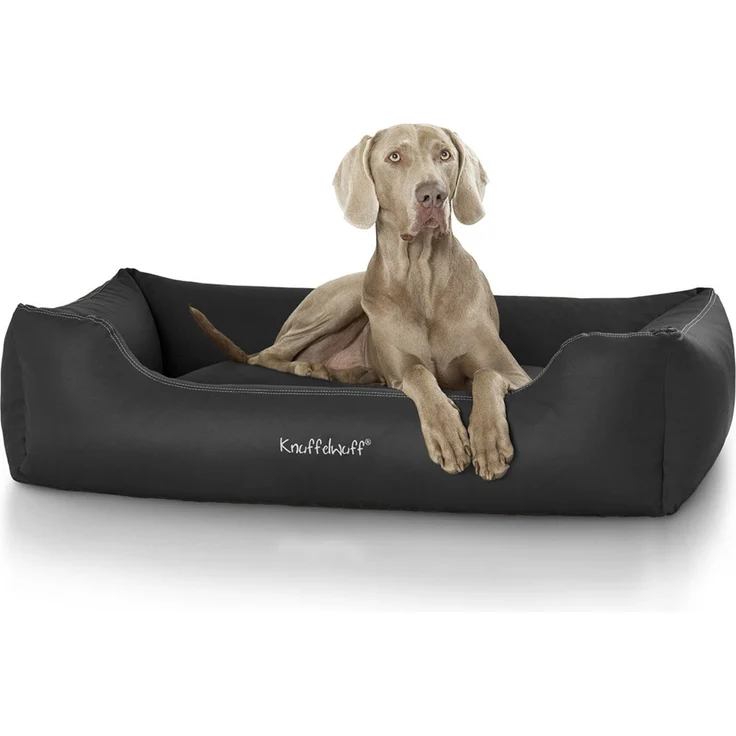 Knuffelwuff Leder Hundebett Sidney Schwarz XXL – Bild 1