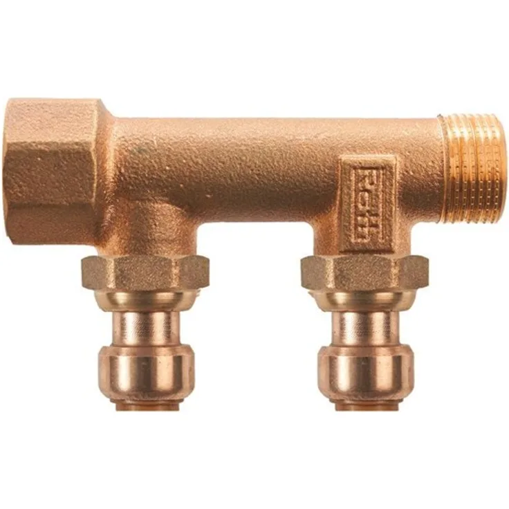 Roth fordelerrør 2 afgreninger x 15 mm indstik Euro-red