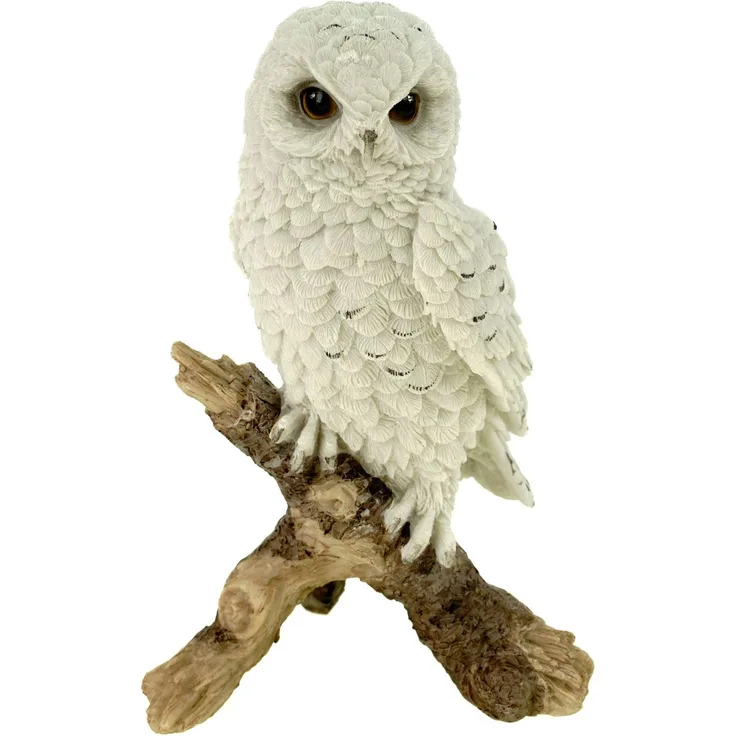 Joh. Vogler GmbH Schneeeule auf Ast stehend 21 cm Uhu Eule Tierfigur Vogel