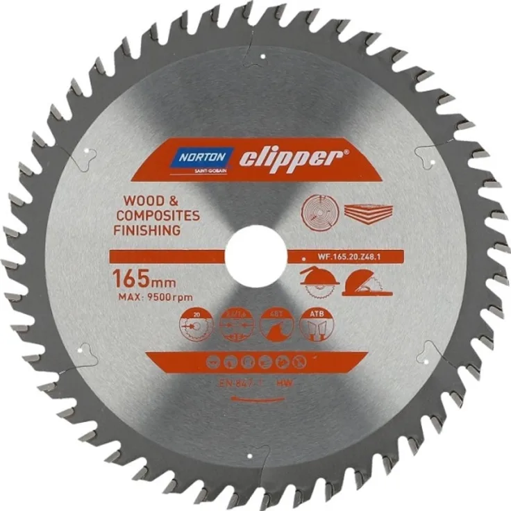 NORTON NORTON CIRCULAR SAW 165mm x 20mm x 48z WOOD AND ATB COMPOSITE (2.6-1.6) N70184608090