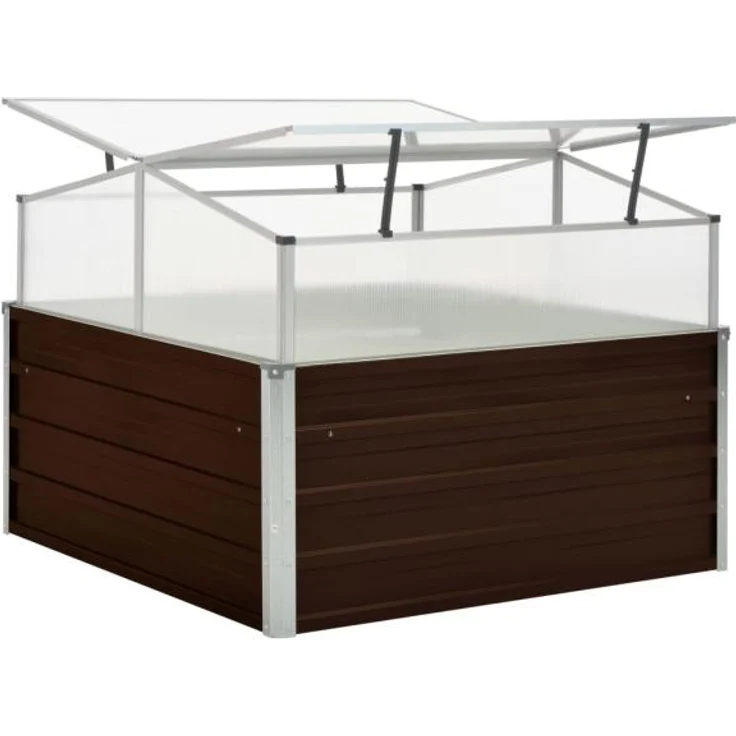 vidaXL Gewächshaus Braun 100 x 100 x 85 cm Verzinkter Stahl – Bild 3