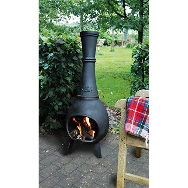 Terrassenofen Gusseisen Aztekenofen Terassenkamin Schwarz 120cm – Bild 2