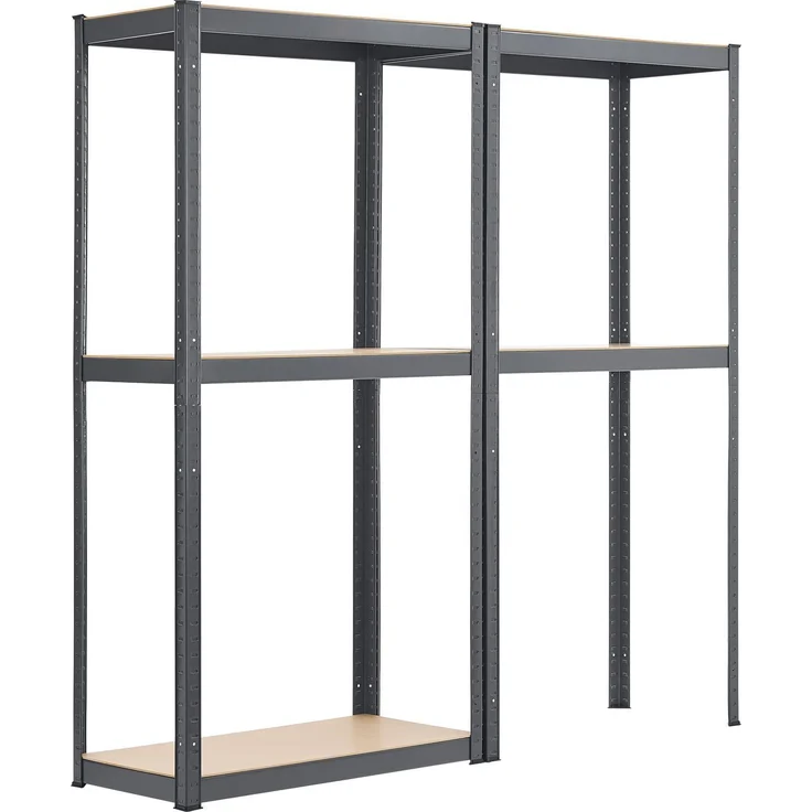 Juskys Lagerregal Easy 2er Set - Schwerlastregal 160x80x40 cm | 8 Böden | 640 kg | Metall verzinkt | Steckregal Kellerregal Metallregal Grau – Bild 8