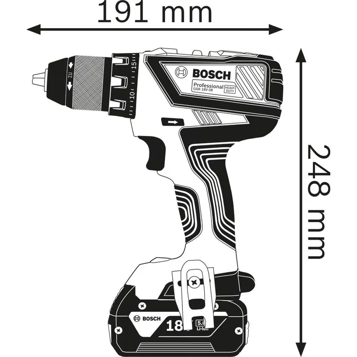 Bosch Professional 18V System Akku Bohrschrauber GSR 18V-28 (max. Drehmoment: 63 Nm, max. Schrauben-D: 8 mm, ohne Akkus und Ladegerät, im Karton) – Bild 2