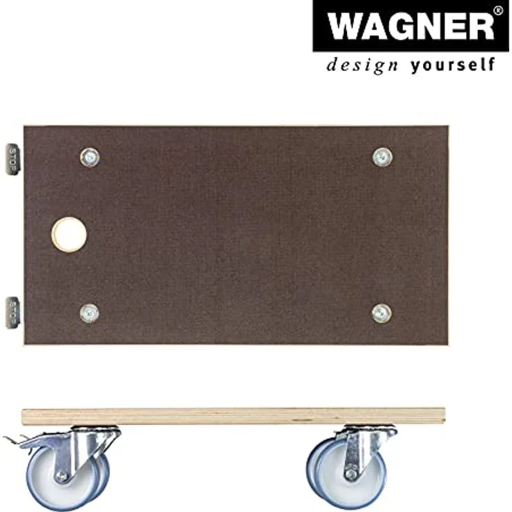 Transporthilfe MM 1341, 57,5 x 30 x 15 cm, harte Rollen Ø 100 mm, Rollenlager, 2 Bremsen, Platte FSC®, Tragkraft 500 kg – Bild 7