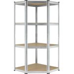 Juskys Eckregal Lageregal Corner Easy 160 x 75 x 40-75 cm, 320 kg, 4 Böden aus MDF Holz, Metall verzinkt, Schwerlastregal Steckregal Kellerregal