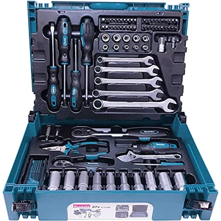 Makita E-11542 Mechaniker-Set mit Handwerkzeugen, im Makpac-Koffer, 87-teilig