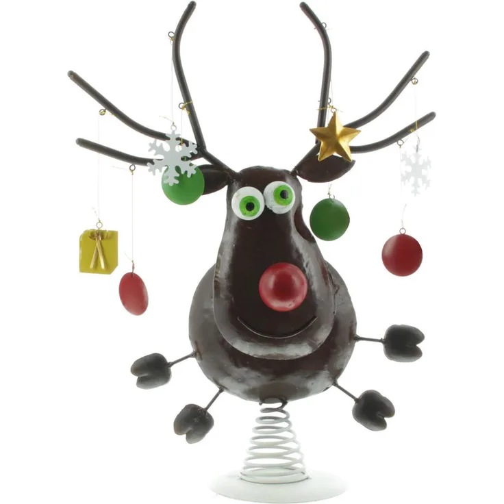 Boltze Dekoration Rentier Weihnachtsdekoration lustig Weihnachten Braun 35 cm x 48,5 cm x 20 cm