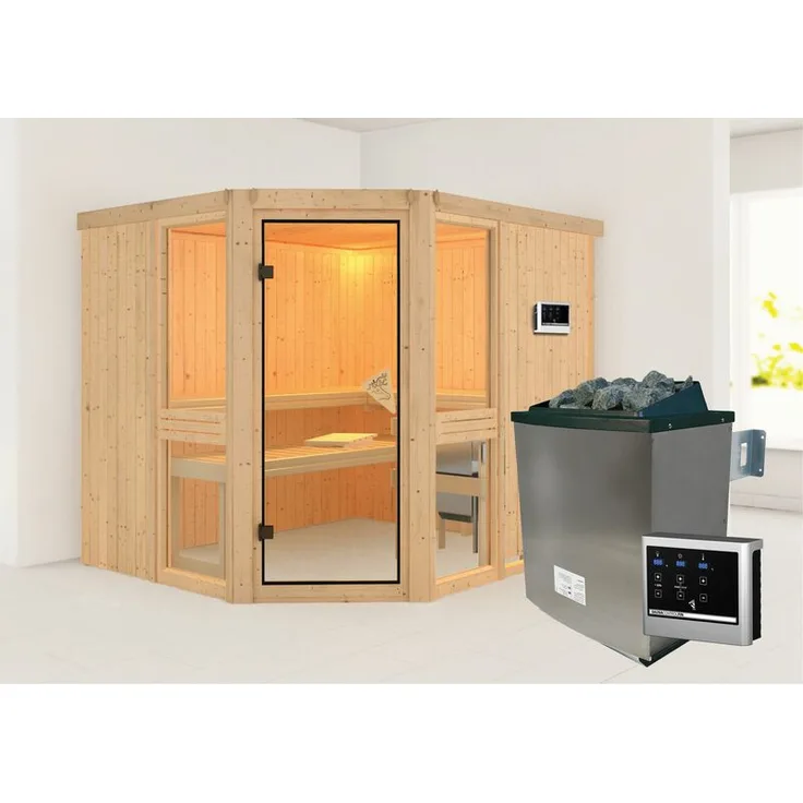 Karibu Sauna Amelia 3 Set Ofen 9 kW, externe Steuerung Easy