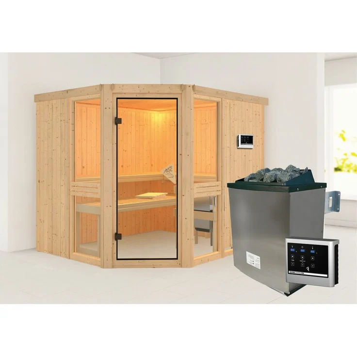Karibu Sauna Amelia 3 Set Ofen 9 kW, externe Steuerung Easy – Bild 1