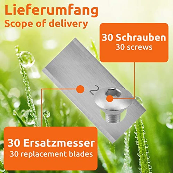 EN 30 Ersatz-Messer Qualitäts-Klingen kompatibel mit Honda Miimo 300 und 500 + Schrauben 0,5mm - Preisvergleich – Bild 2