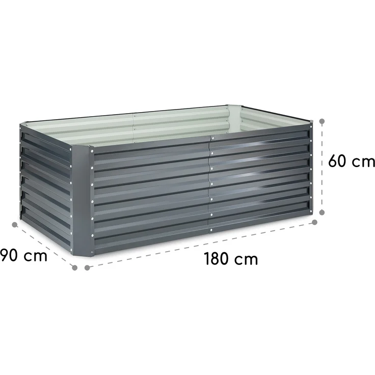 High Grow Straight Hochbeet 180 x 60 x 90 cm 970 l Stahl verzinkt Dunkelgrau - Preisvergleich – Bild 7