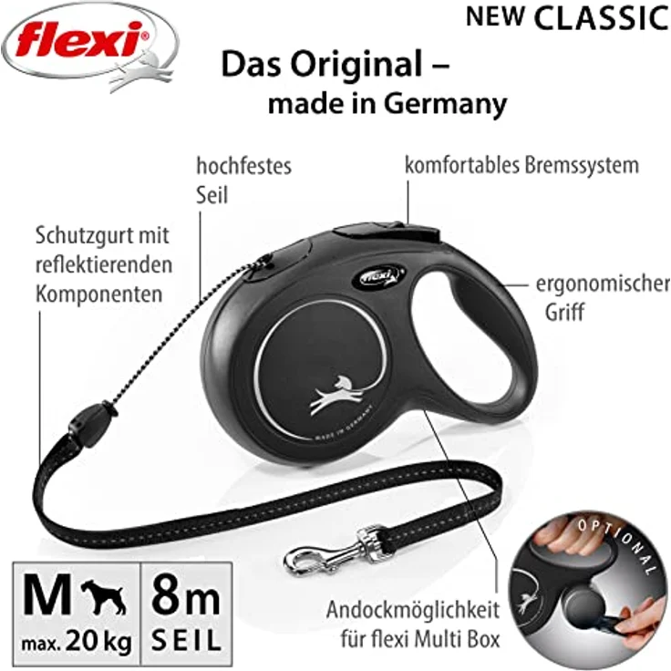 Flexi Hundeleine New Classic M Länge: 8 m, schwarz – Bild 2