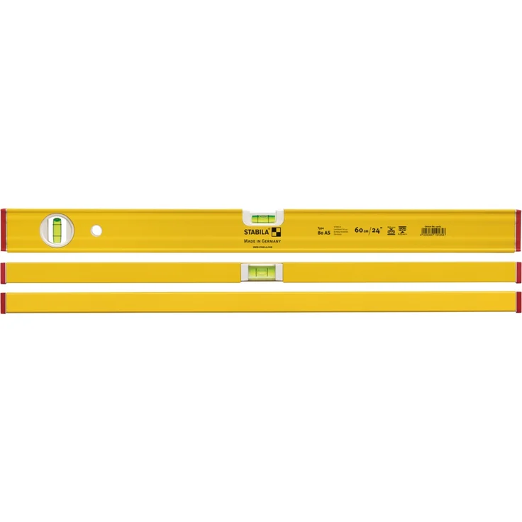 STABILA Wasserwaage Type 80 AS, 60 cm, verstärktes Alu-Profil, 1 Horizontal-Libelle, 1 Vertikal-Libelle, integrierte Rutsch-Stopper, Made in Germany – Bild 4