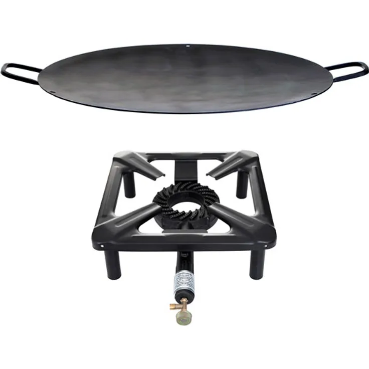 Hockerkocher-Set (groß) mit Eisen-Wok/Grillschale Ø 70 cm - ohne Zündsicherung
