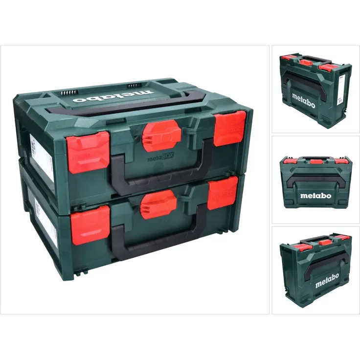 Metabo metaBOX 145 Set 2x System Werkzeug Koffer Stapelbar 396 x 296 x 145 mm - ohne Einlage
