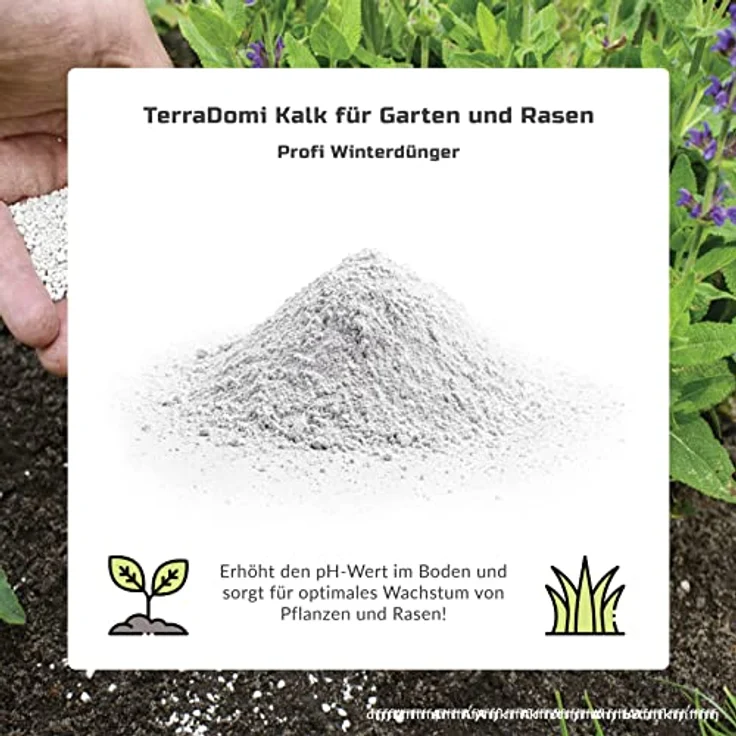 TerraDomi Rasenkalk & Gartenkalk 25 kg Winter und Frhjahr, gegen Moos fr  ber 250m Profi Winterdnger: Tests, Infos & Preisvergleich