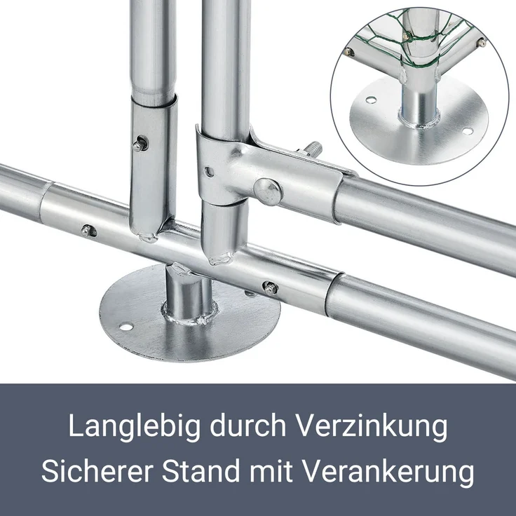 Juskys Freilaufgehege 2x2x2m Hühnerstall aus Metall begehbar mit 4 m² Lauffläche, Tür & Riegel – Freigehege für Hühner, Kleintiere & Pflanzen – Bild 6