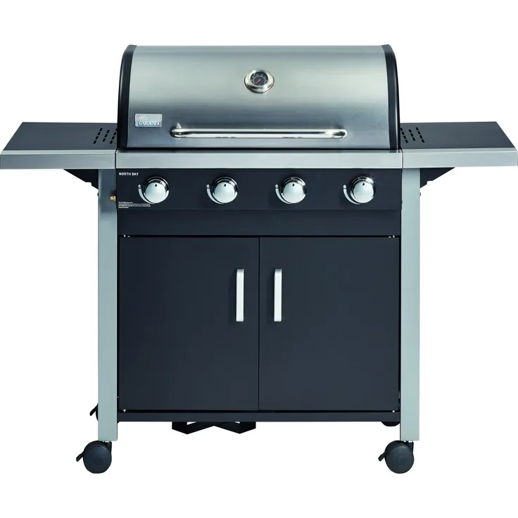 Mr. GARDENER Gasgrill-Wagen NORTH BAY 4 SK“, 4 Brenner, Seitenkocher, 12,8 kW, ...
