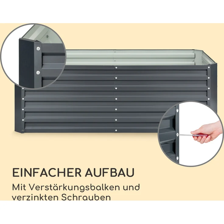High Grow Straight Hochbeet 180 x 60 x 90 cm 970 l Stahl verzinkt Dunkelgrau - Preisvergleich – Bild 5