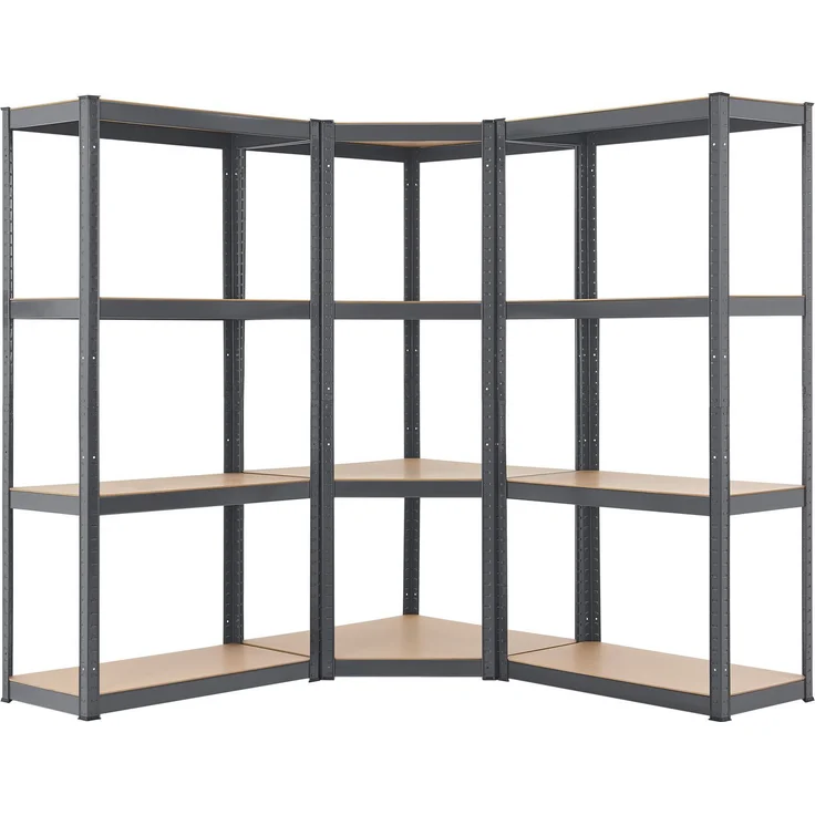 Juskys Lagerregal Easy 2er Set - Schwerlastregal 160x80x40 cm, 8 Böden, 640 kg, Metall verzinkt, Steckregal Kellerregal Metallregal Grau – Bild 1