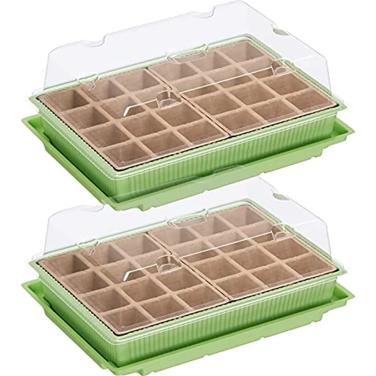 2 x WELLGRO Mini Gewächshaus für 48 Pflanzen - ca. 27 x 19 x 10 cm je Zimmergewächshaus