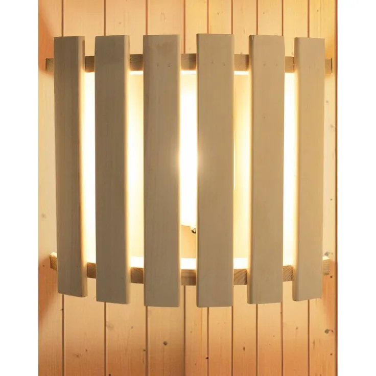 Karibu Saunaleuchte Modern mit Massivholzblendschirm