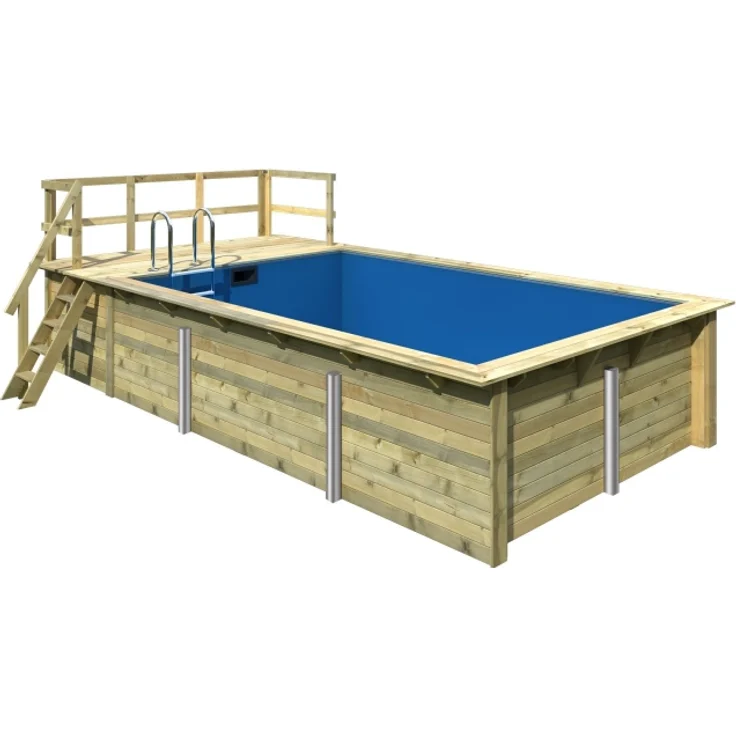 Karibu Pool 1 SET 44 mm inkl. Filterpaket klein, Terrasse vor Kopf an der Seite 3,5 m breit v3 – Bild 1