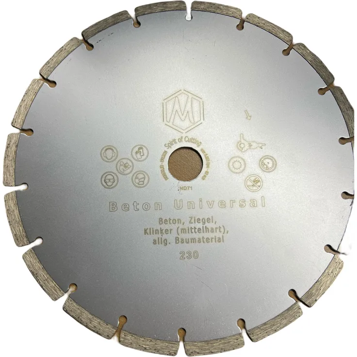 COFI 1453 5x Diamant Trennscheibe 230mm 22,23 Trocken- oder Nassschnitt 18 Segmente 39x2,6x7mm Beton Ziegel Klinker für allg. Baumaterial silber